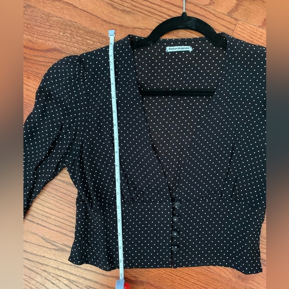 Reformation Sheer black and white polka dot Blouse with buttons size 10 - Picture 11 of 11